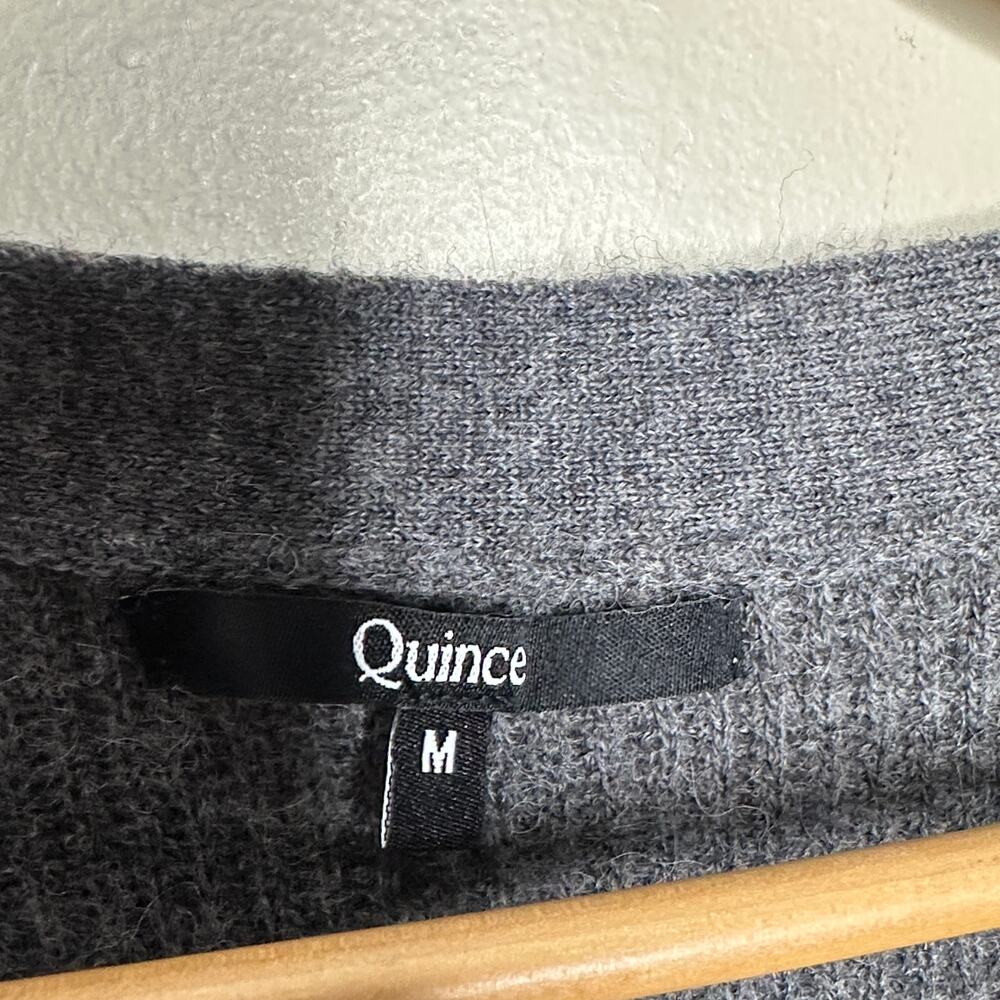 QUINCE Baby Alpaca-Wool Cropped Cardigan Sweater Charcoal Gray Sz M {3N36} - Picture 4 of 5